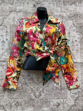 HEMANT & NANDITA Multicolor Floral Tie-Front Blouse